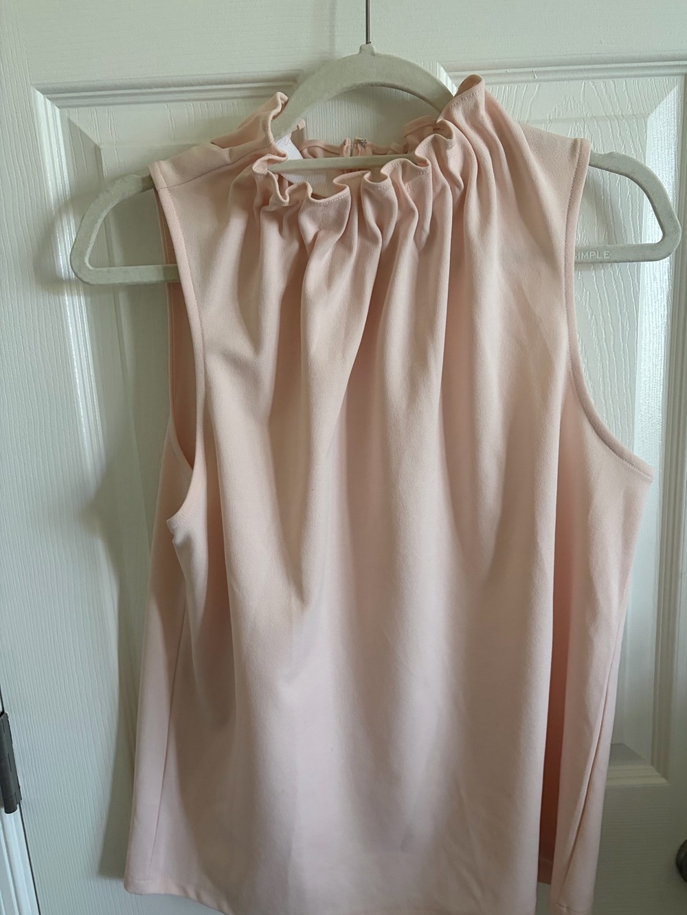Ann Taylor Blush Pink Sleeveless Ruffle-Neck Camisole